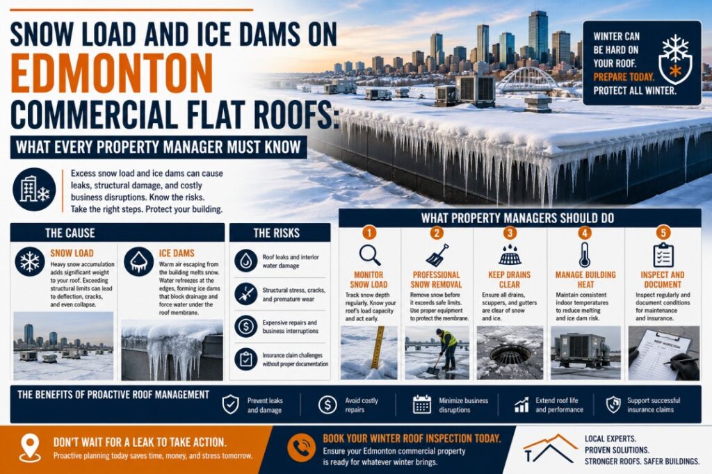 Snow Load and Ice Dams on Edmonton Commercial Flat Roofs: What Every Property Manager Must Know