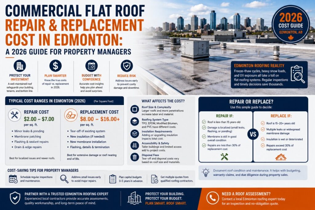 Commercial Flat Roof Repair and Replacement Cost in Edmonton: A 2026 Guide for Property Managers