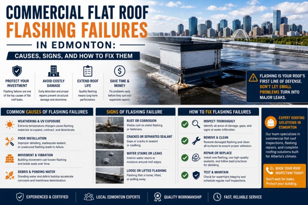 Commercial Flat Roof Flashing Failures in Edmonton - Causes, Signs, and How to Fix Them